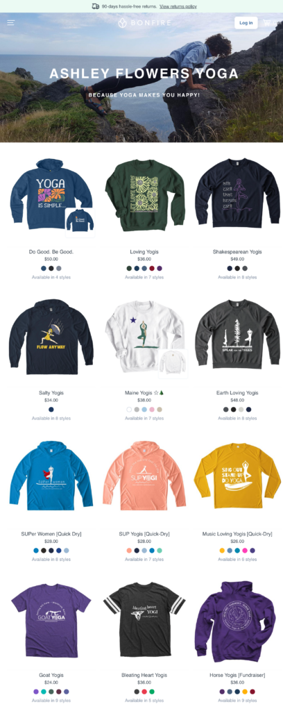 Collection of Ashley Flowers Yoga Shirts