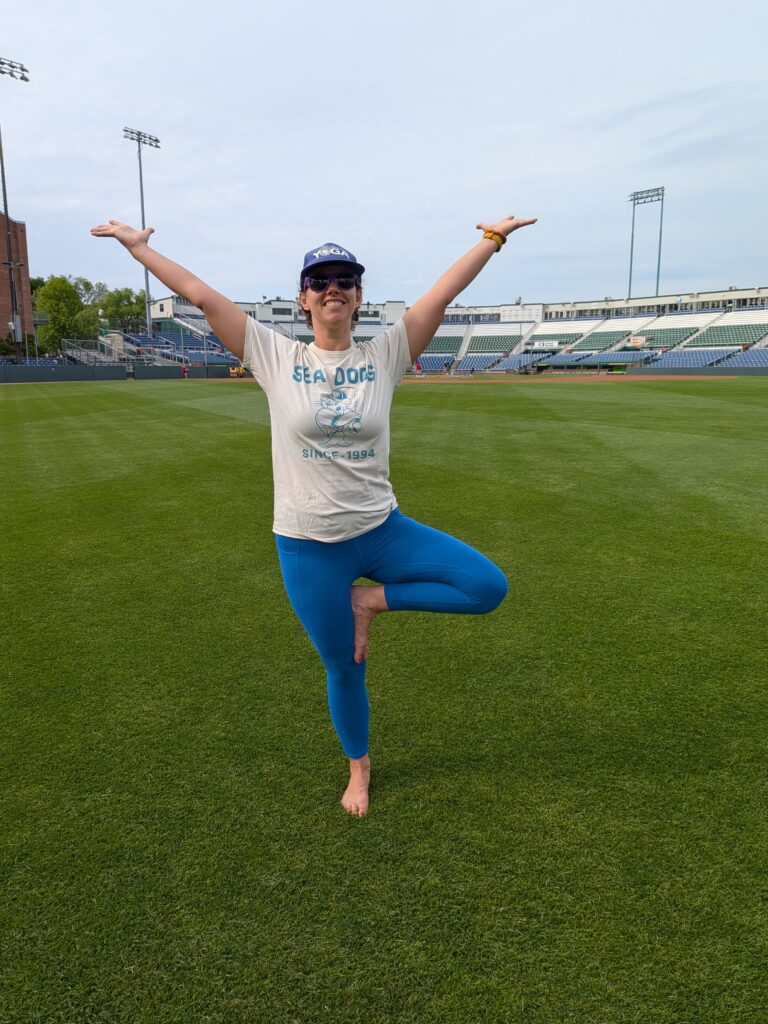 Tree Pose in the Outfield at Hadlock Field